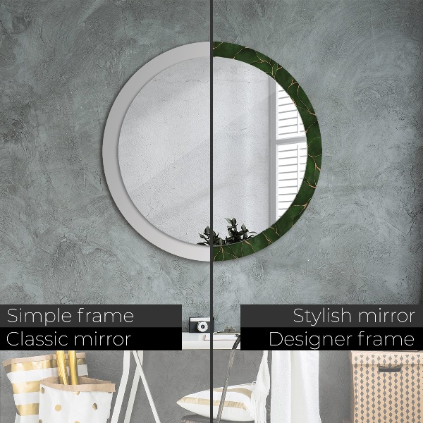 Round mirror frame with print Abstract leaf