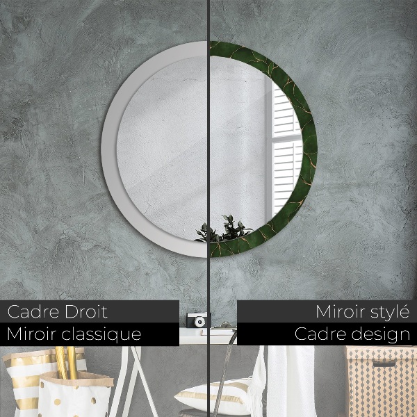 Round mirror frame with print Abstract leaf