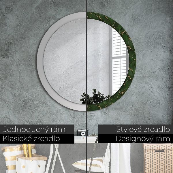 Round mirror frame with print Abstract leaf