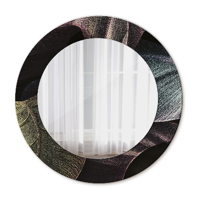 Round decorative mirror Dark tropical leaves