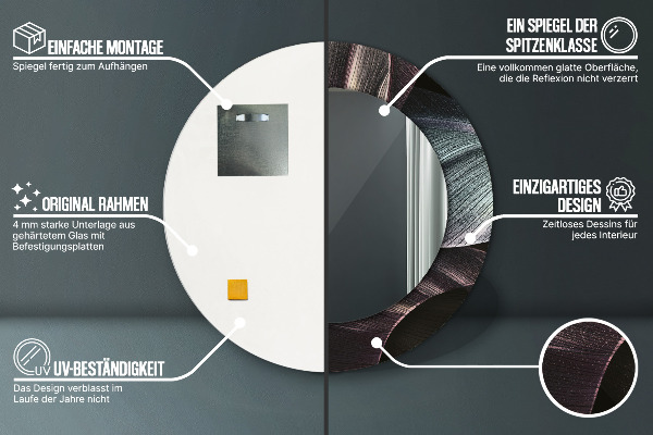 Round decorative mirror Dark tropical leaves