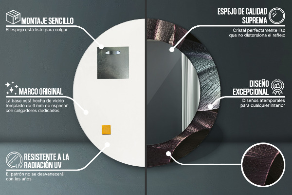 Round decorative mirror Dark tropical leaves