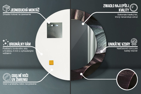 Round decorative mirror Dark tropical leaves