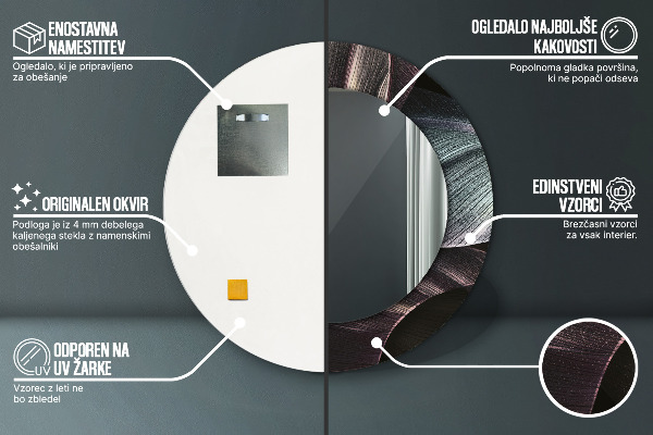 Round decorative mirror Dark tropical leaves