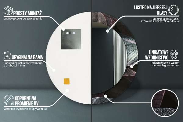 Round decorative mirror Dark tropical leaves