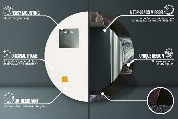 Round decorative mirror Dark tropical leaves