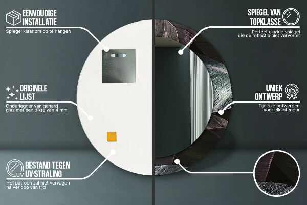 Round decorative mirror Dark tropical leaves