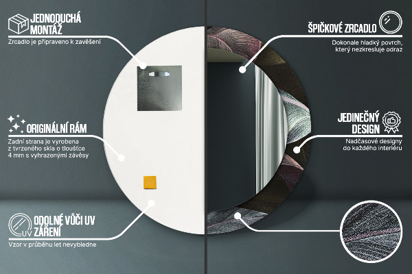 Round decorative mirror Dark tropical leaves