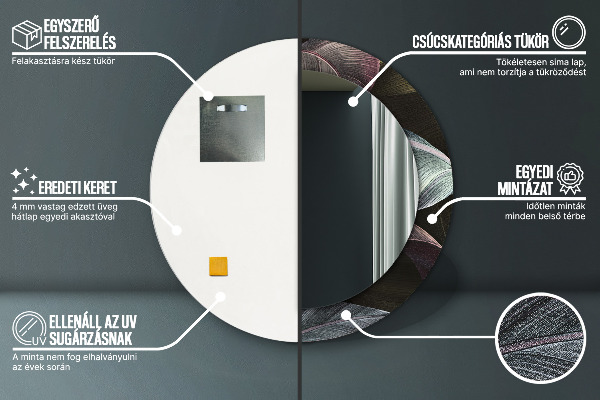 Round decorative mirror Dark tropical leaves