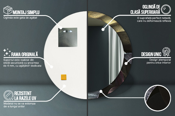 Round decorative mirror Dark tropical leaves