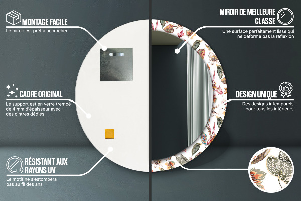 Round printed mirror Vintage flowers