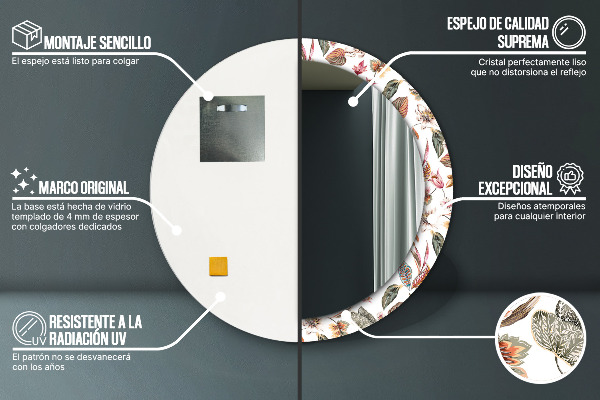 Round printed mirror Vintage flowers