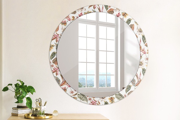 Round printed mirror Vintage flowers