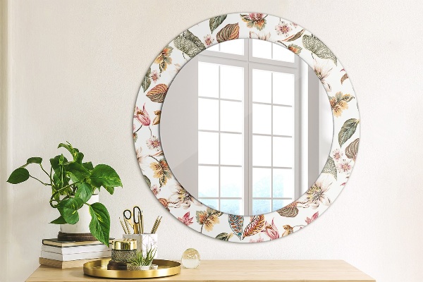 Round printed mirror Vintage flowers