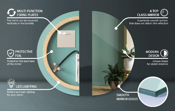 Round illuminated bathroom mirror 20 in