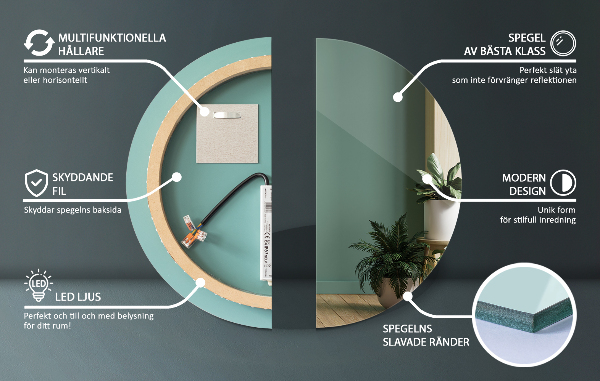 Round bath light up mirror 24 in