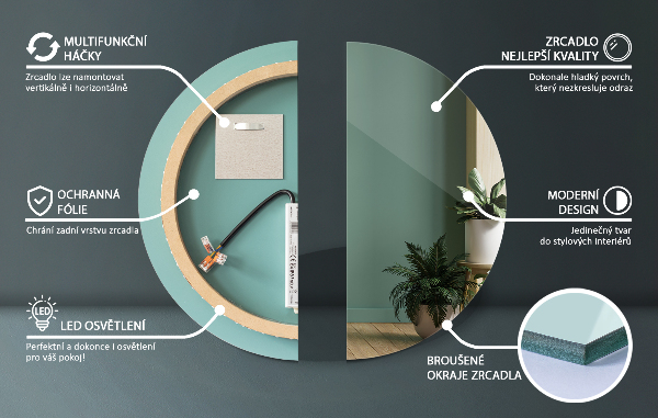 Round bathroom iluminated mirror 28 in