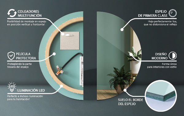 Round light up bathroom wall mirror 35 in