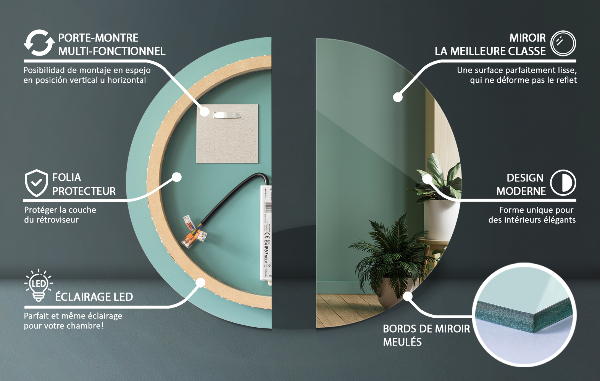 Round light up bathroom wall mirror 35 in