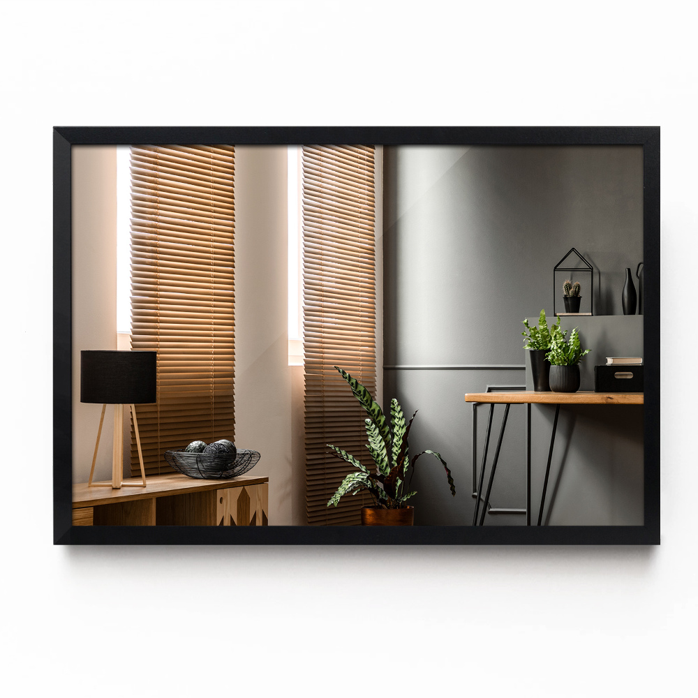 Rectangle bath mirror with black frame 39x28 in