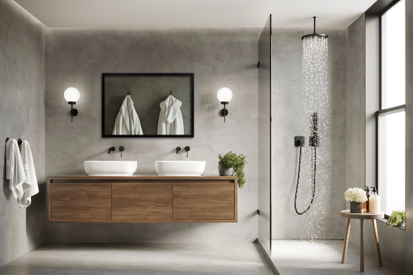 Rectangle bath mirror with black frame 39x28 in