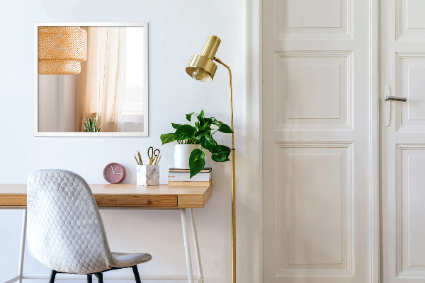 Rectangular bedroom mirror with white frame 20x20 in