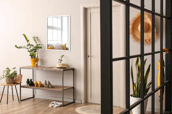 Rectangular bedroom mirror with white frame 20x20 in