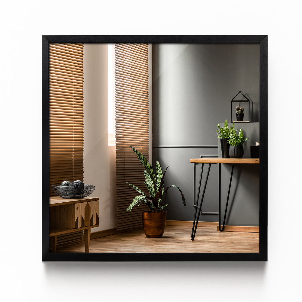 Rectangle living room wall mirror with black frame 20x20 in