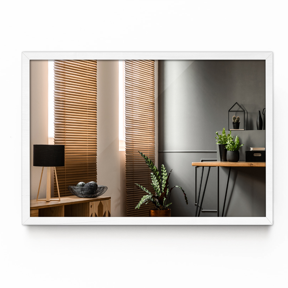 Rectangular living room mirror with white frame 32x24 in