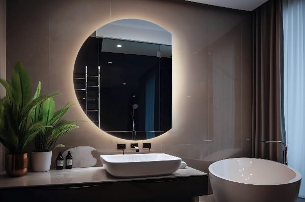 Semicircle mirror with led lights 74x90 cm