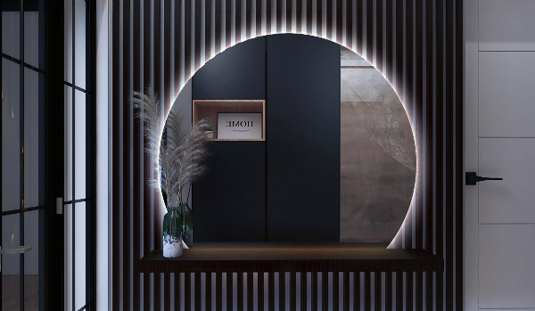 Mirror semicircle with led lights 84x100 cm