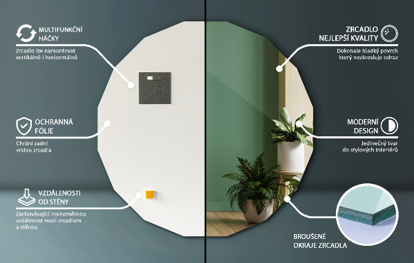 Polygonal mirror unique design 60x60 cm