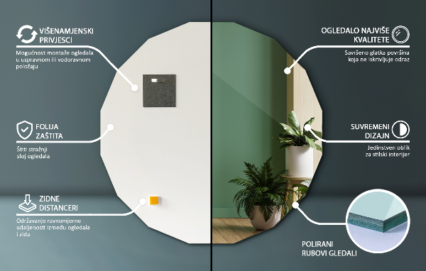 Geometric wall mirror aesthetic 80x80 cm