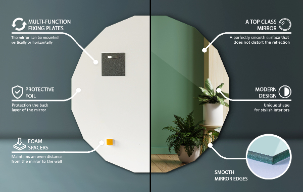 Geometric wall mirror aesthetic 80x80 cm