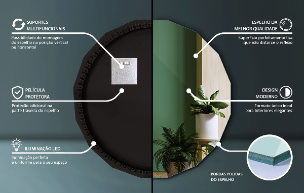 LED Polygonal Mirror 39×39 in