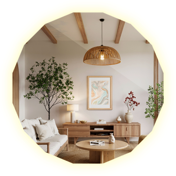 LED Polygonal Mirror 24×24 in