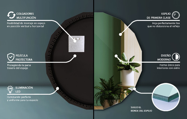 LED Polygonal Mirror 24×24 in