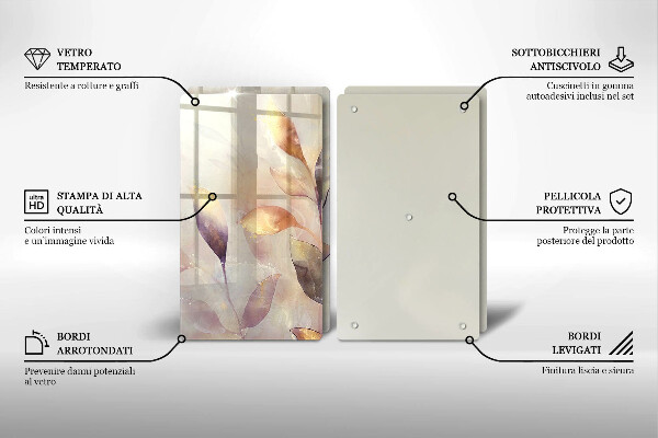 Kitchen worktop protector Painted boho leaves