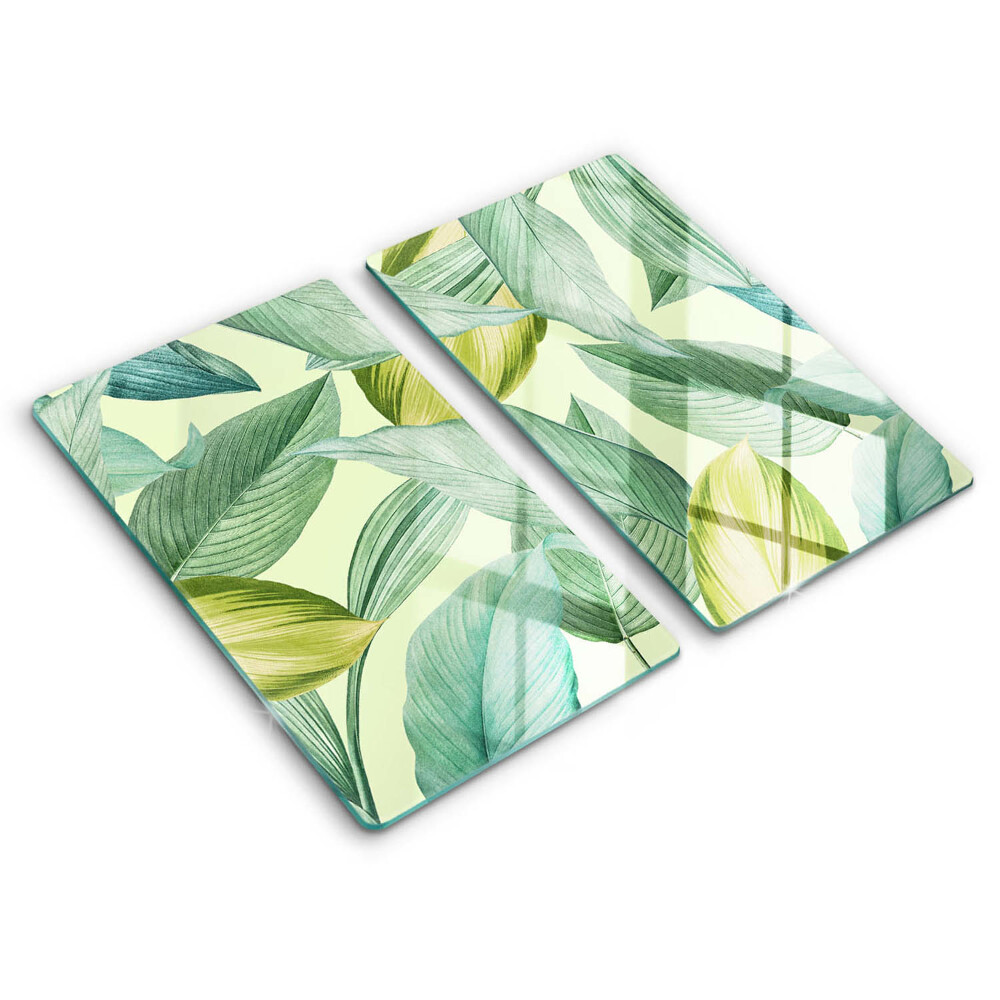 Kitchen countertop cover Green tropical leaves
