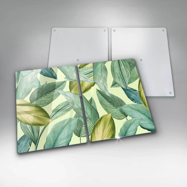 Kitchen countertop cover Green tropical leaves