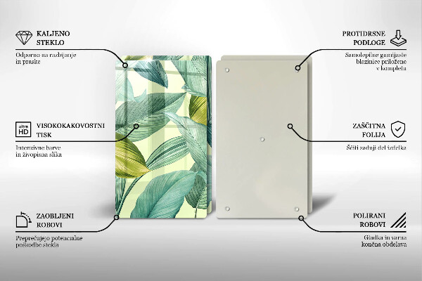 Kitchen countertop cover Green tropical leaves