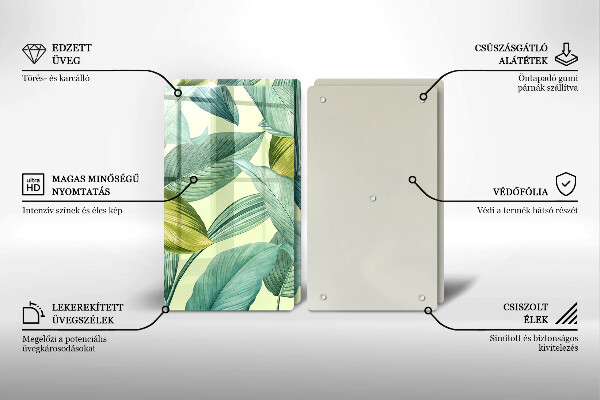 Kitchen countertop cover Green tropical leaves