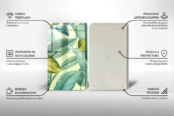 Kitchen countertop cover Green tropical leaves