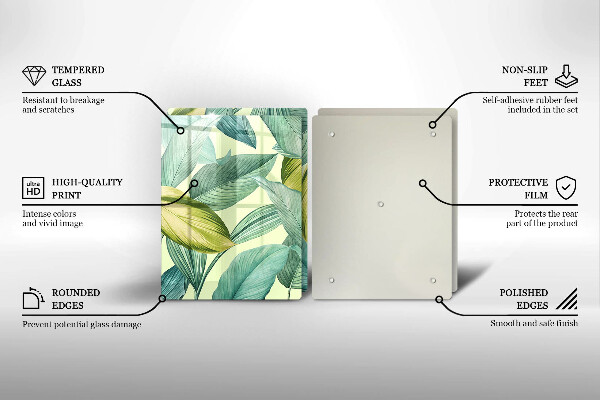 Kitchen countertop cover Green tropical leaves