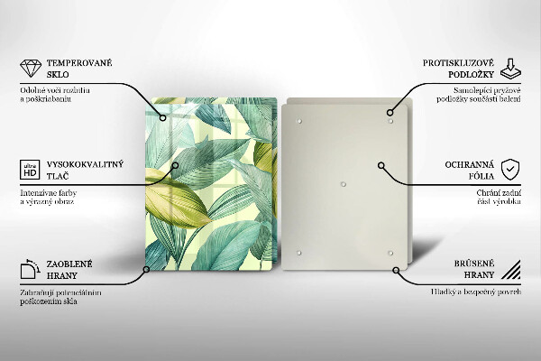 Kitchen countertop cover Green tropical leaves