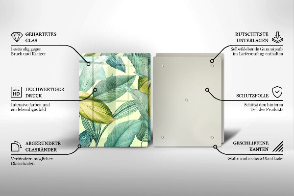 Kitchen countertop cover Green tropical leaves