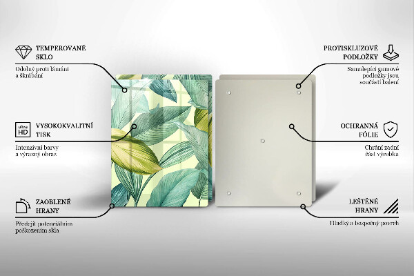 Kitchen countertop cover Green tropical leaves