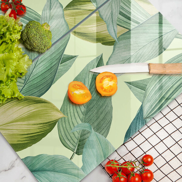 Kitchen countertop cover Green tropical leaves