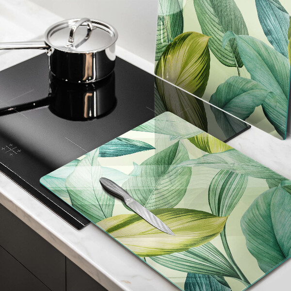 Kitchen countertop cover Green tropical leaves