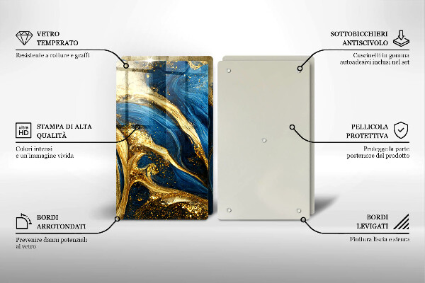 Kitchen worktop saver Blue-gold marble